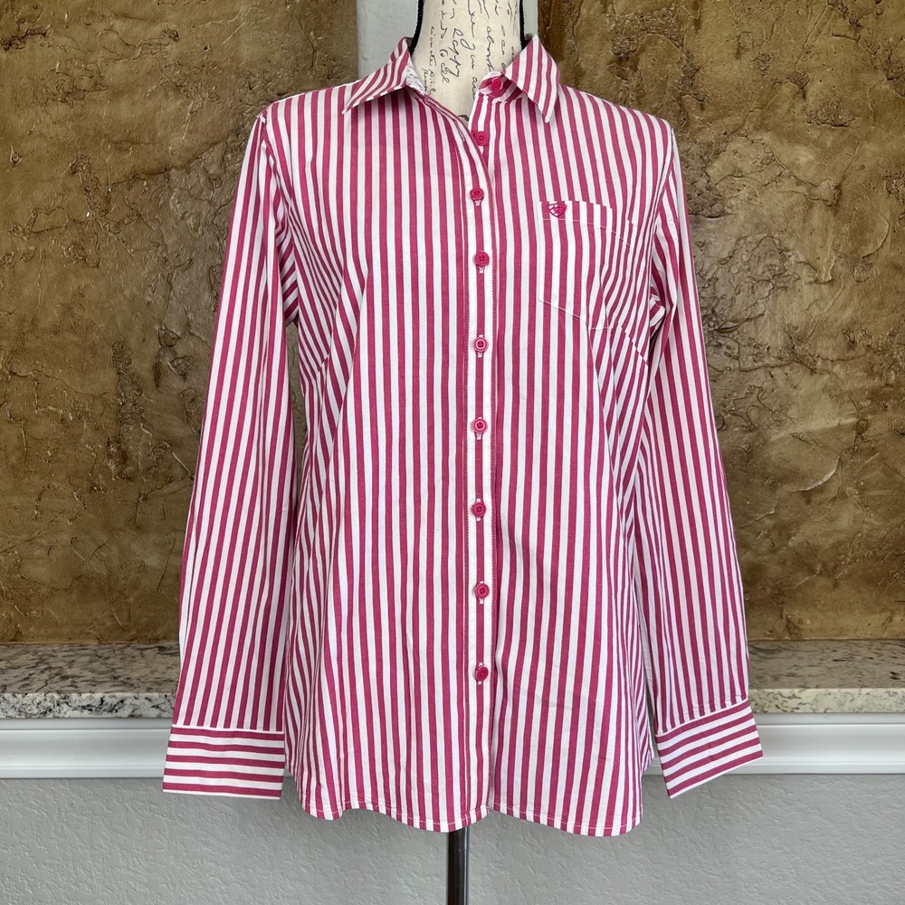 Ariat Fitted Kirby Shirt Top Women's Large Long Sleeve Striped Western Cowgirl